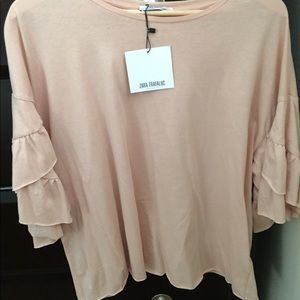 Zara Trafaluc Ruffle Sleeve Top